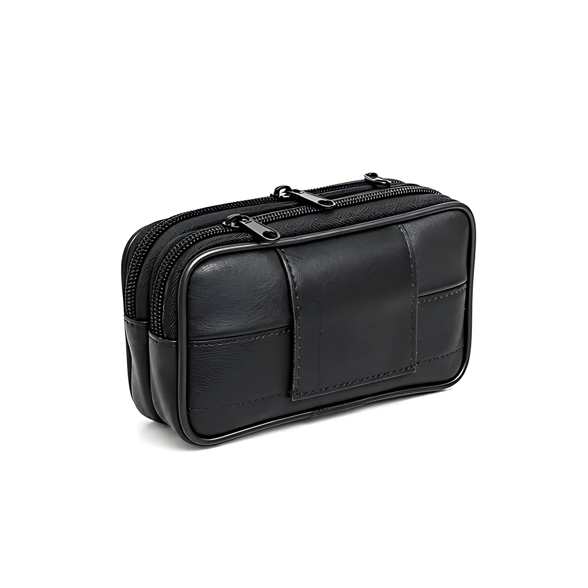 Borseta de curea barbati din piele naturala neagra, 16 x 9 cm, 3 buzunare fermoar, Magrot 26059 4 Borseta de curea Magrot 26059 din piele naturala neagra, vedere spate, cu prindere pe curea prin gaica