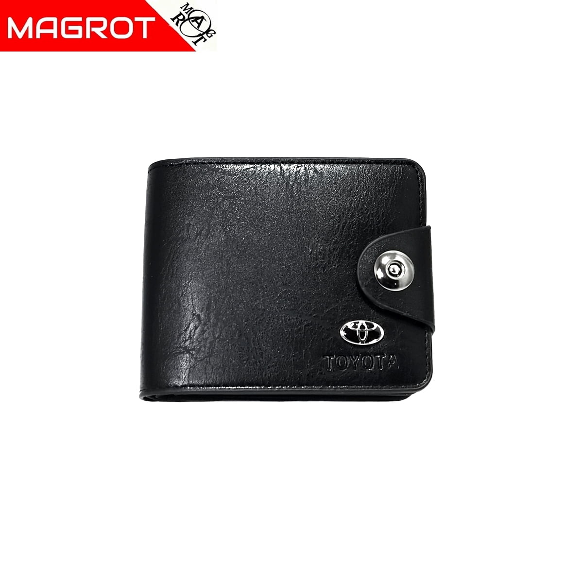 Portofel barbatesc, negru, din piele, cu sigla toyota,12 x 10 x 2 cm, Magrot 045